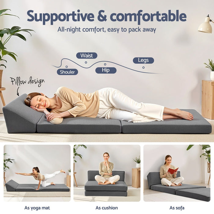 Foldable Mattress Folding Sofa Bed Trifold Sleeping Camping Cushion Mat