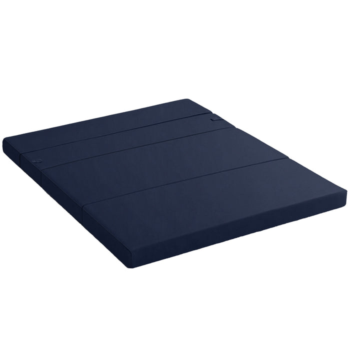Foldable Mattress Folding Foam Mattresses Portable Floor Mat Blue Double