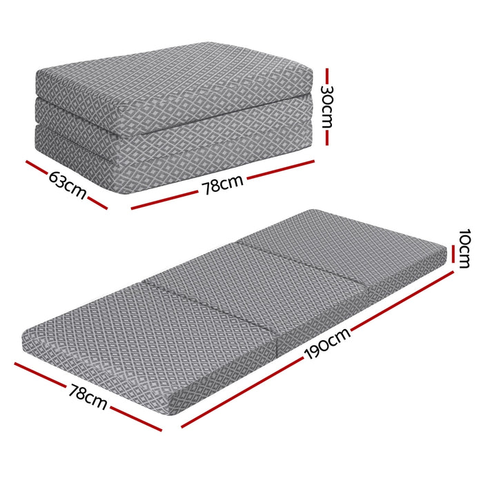 Foldable Mattress Folding Sofa Bed Trifold Memory Foam Camping Cushion Mat