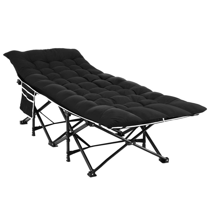 Folding Bed With Mattress Heavy Duty Black 185cm