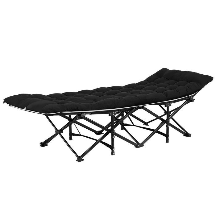 Folding Bed With Mattress Heavy Duty Black 185cm