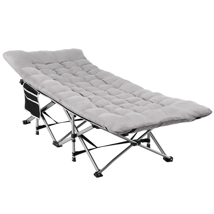 Folding Bed With Mattress Heavy Duty Grey 185cm