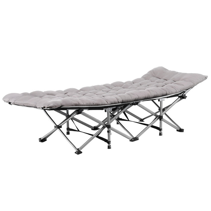 Folding Bed With Mattress Heavy Duty Grey 185cm