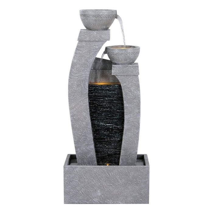 Solar Fountain Water Feature Outdoor Fountain Indoor 3-Tier Cascading Grey