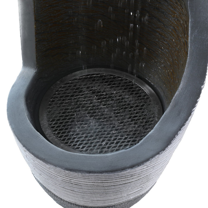 Solar Fountain Water Feature Bird Bath Outdoor Garden Cascade 48Cm Grey