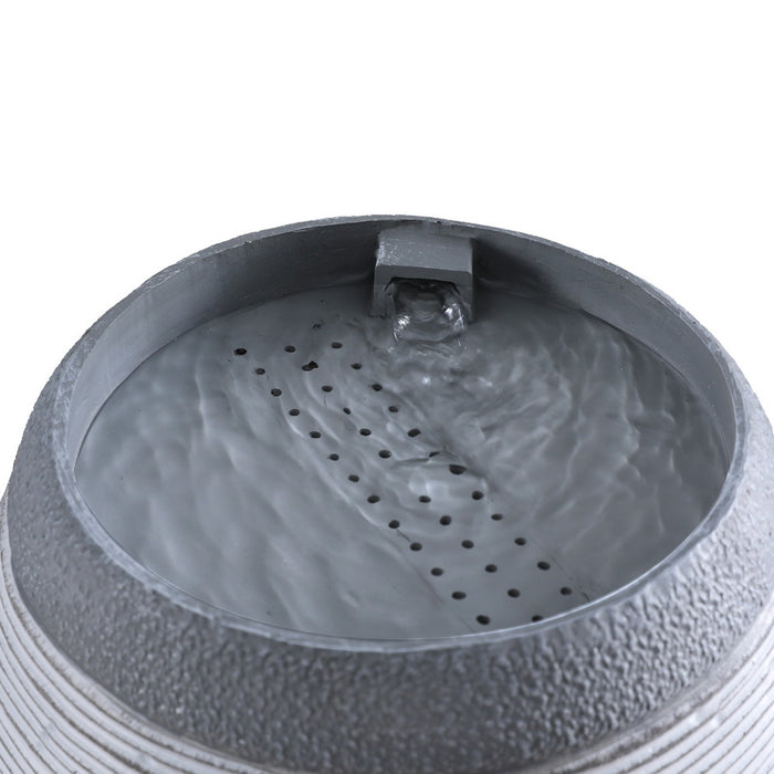 Solar Fountain Water Feature Bird Bath Outdoor Garden Cascade 48Cm Grey
