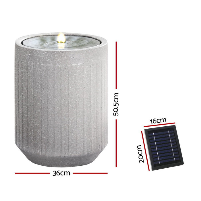 Solar Fountain Water Feature Outdoor Fountain Led Lights Beige