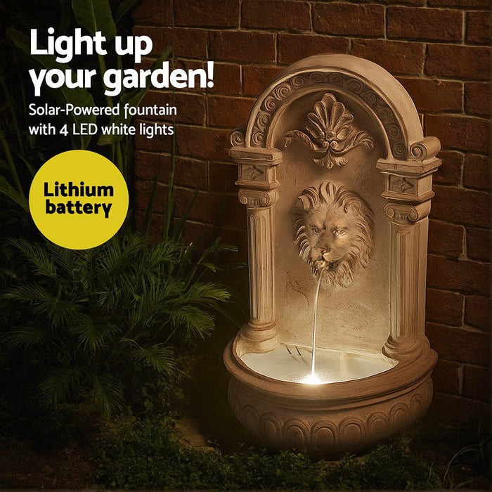 Solar Fountain Water Feature Wall Mount Garden Fountains 77cm Beige