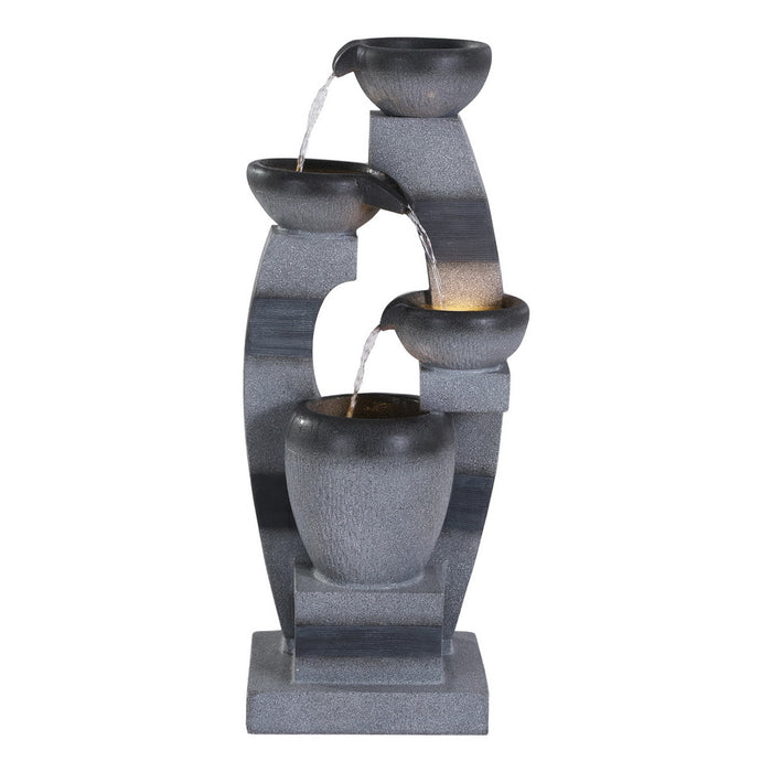 Solar Fountain Water Feature Outdoor Fountain Indoor 3-Tier Bowl Cascading Grey
