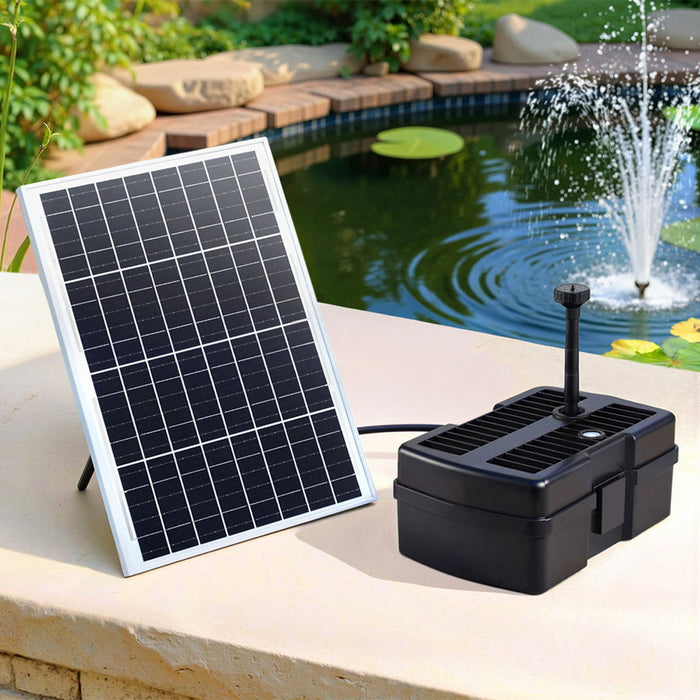 Solar Submersible Water Pond Fountain Pump With Filter Box 6Ft 1190L/H