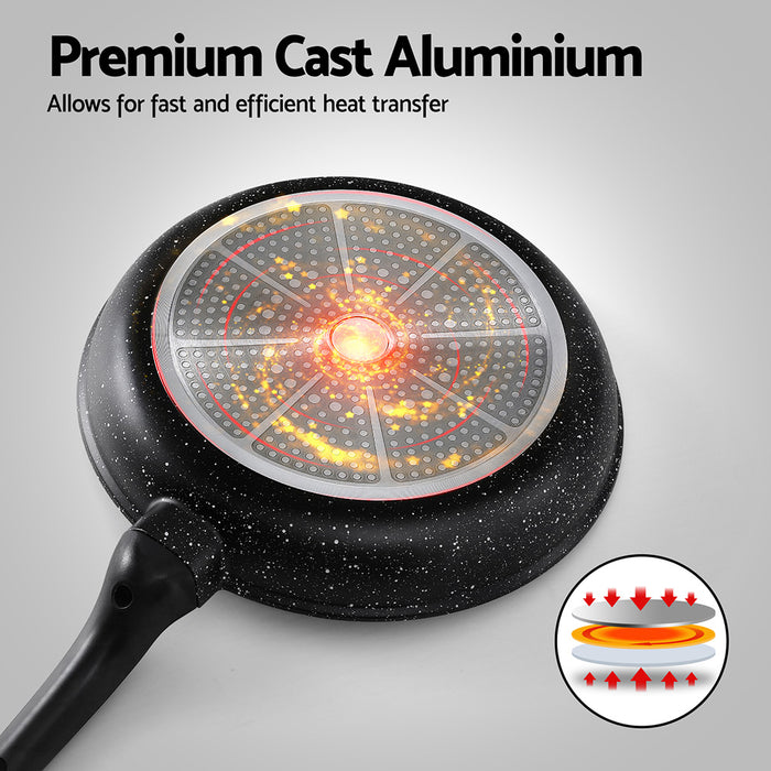 Chef Non Stick Frying Pan Cast Aluminium Steak Skillet Bbq Cookware 30cm