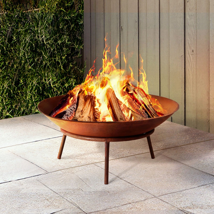 56cm Fire Pit Iron Rustic Bowl Outdoor