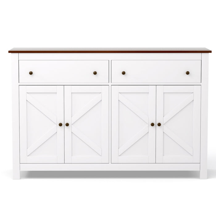 Buffet Sideboard Storage Cabinet Kitchen Cupboard 2 Drawers 140cm White