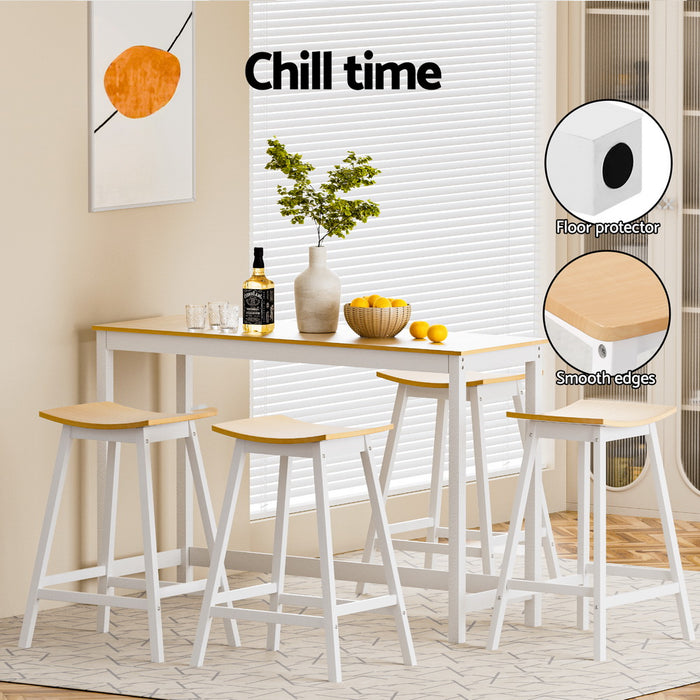 4X Bar Stools Wooden Chairs Oak