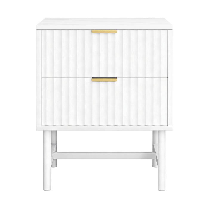 Bedside Table 2 Drawers White