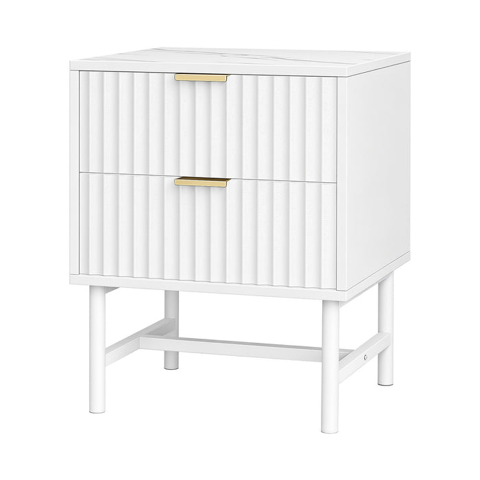 Bedside Table 2 Drawers White