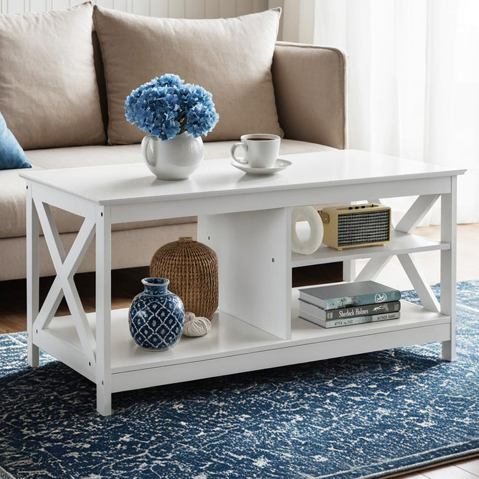 Coffee Table Storage Shelf White