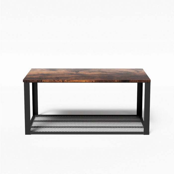 Coffee Table 2-Tier Rustic Brown 104cm