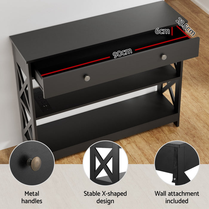 Console Table 3-Tier Usb Outlets