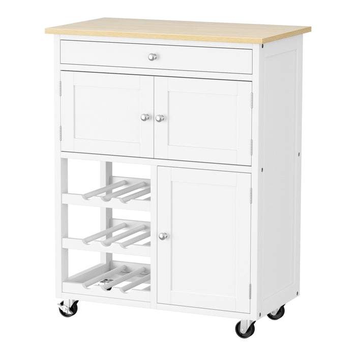 Kitchen Island Trolley Rolling Serving Cart Storage Cart Drawer Cupboard