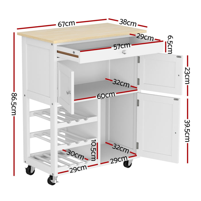 Kitchen Island Trolley Rolling Serving Cart Storage Cart Drawer Cupboard