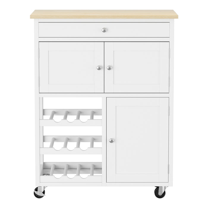 Kitchen Island Trolley Rolling Serving Cart Storage Cart Drawer Cupboard