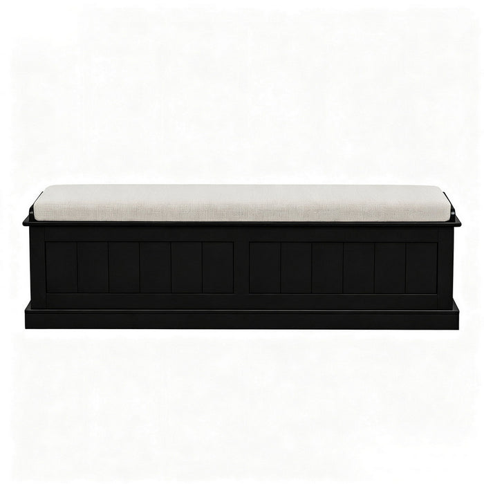 Storage Ottoman Blanket Box 140cm Fluted Black