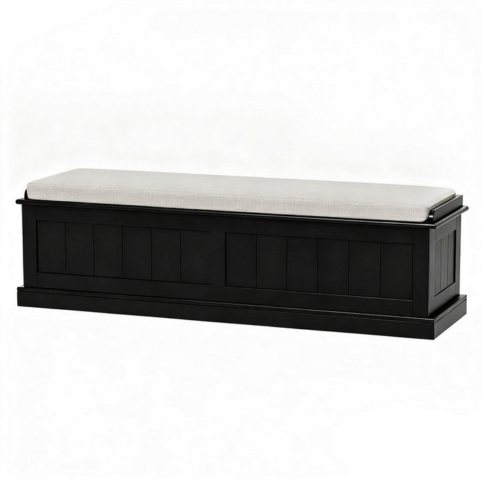 Storage Ottoman Blanket Box 140cm Fluted Black