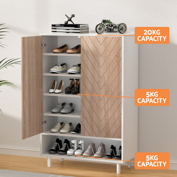 Shoe Rack Cabinet 24 Pairs 6-Tier White