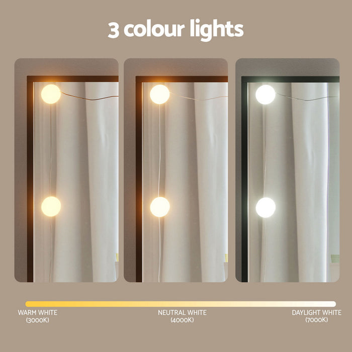 Dressing Table Vanity Desk Set Stool 10 Led Bulbs Black