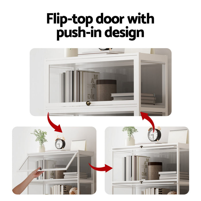 5-Tier Display Cabinet Storage Bookshelf Clear Shelf White