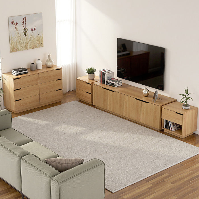 Bedside Table 2 Drawers Nightstand Pine