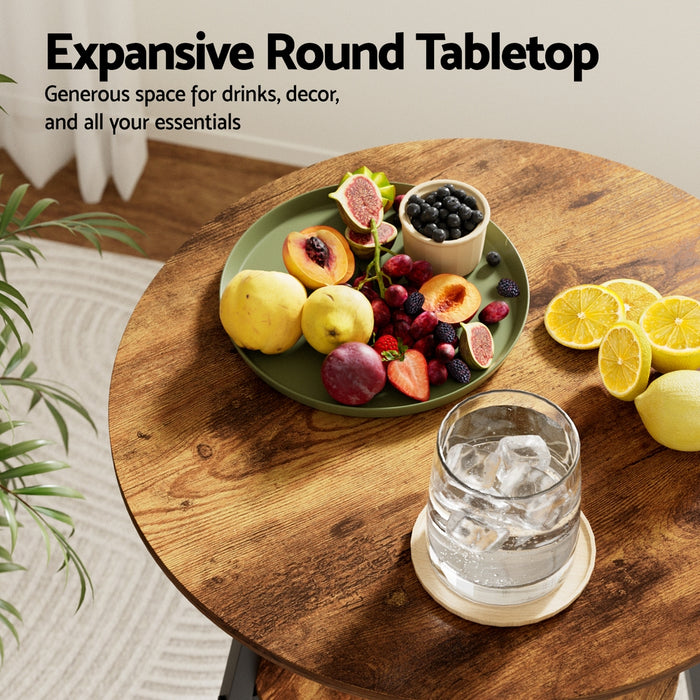 Industrial Bar Table With 2-Tier Organizer Weather-Resistant Mdf Top Steel Frame