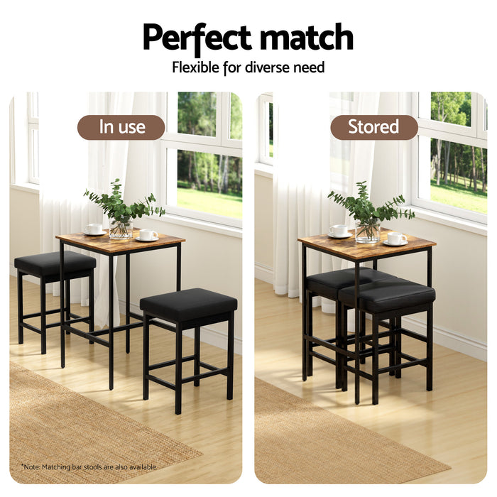 Bar Table Counter Kitchen Dining Desk Pub 60X92cm Vintage Metal Walnut