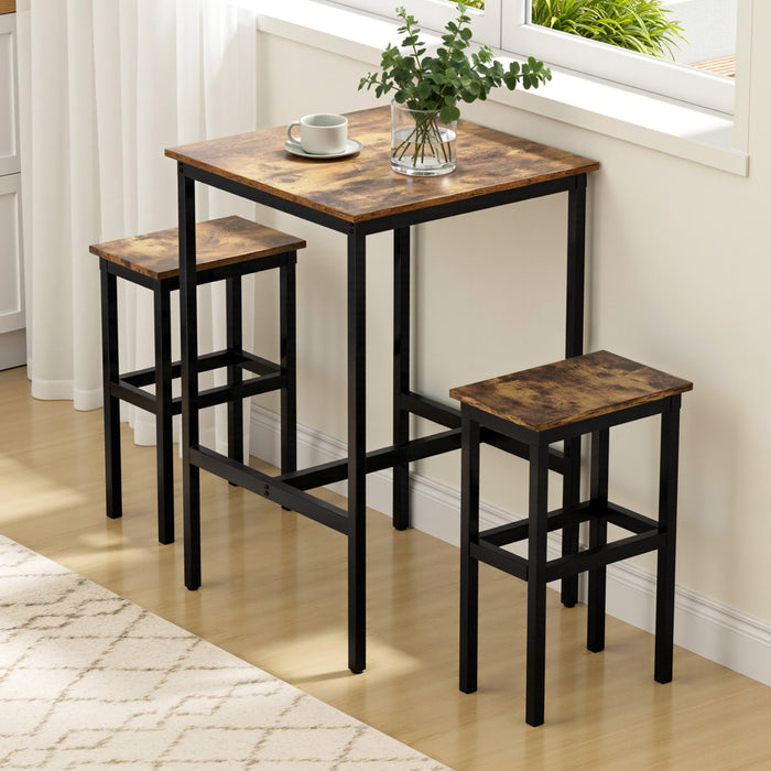 Bar Table Counter Kitchen Dining Desk Pub 60X92cm Vintage Metal Walnut