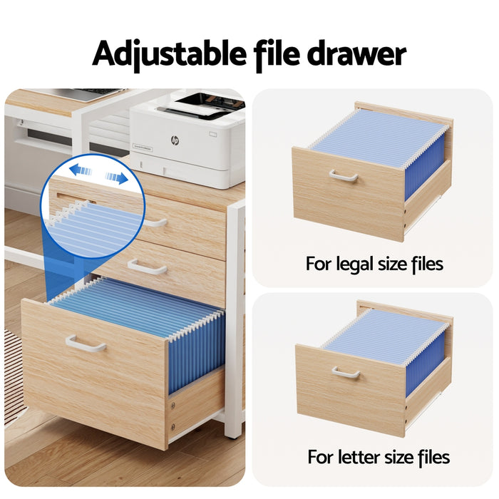 Computer Desk Home Office Study Table Desks W/Drawers Open Shelf Oak 160cm