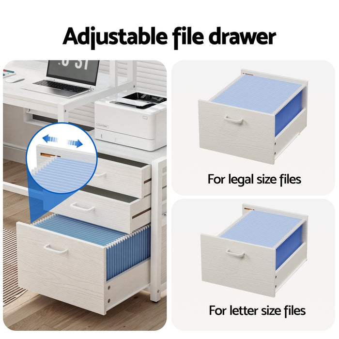 Computer Desk Home Office Study Table Desks W/Drawers Open Shelf White 160cm