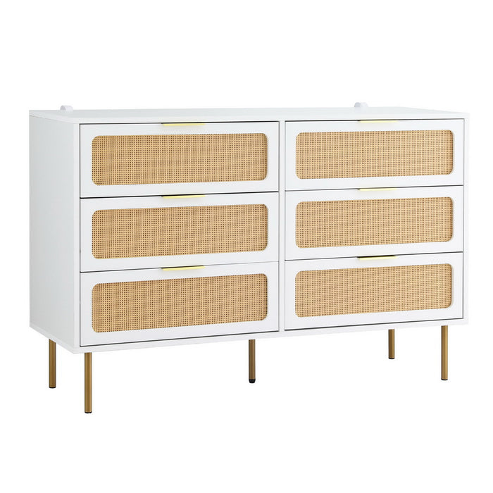 Chest Of 6 Drawers Lowboy Cabinet White