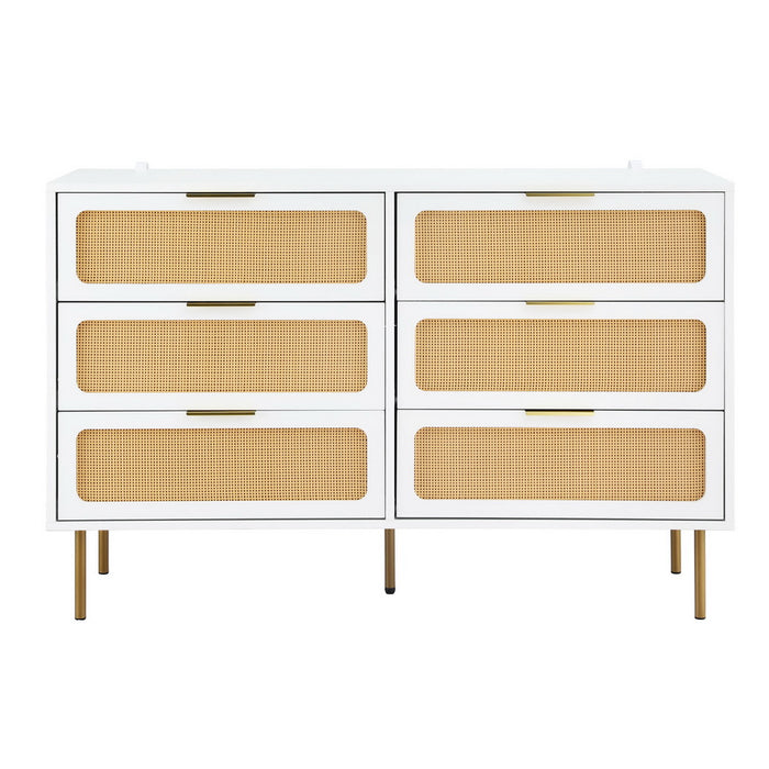 Chest Of 6 Drawers Lowboy Cabinet White
