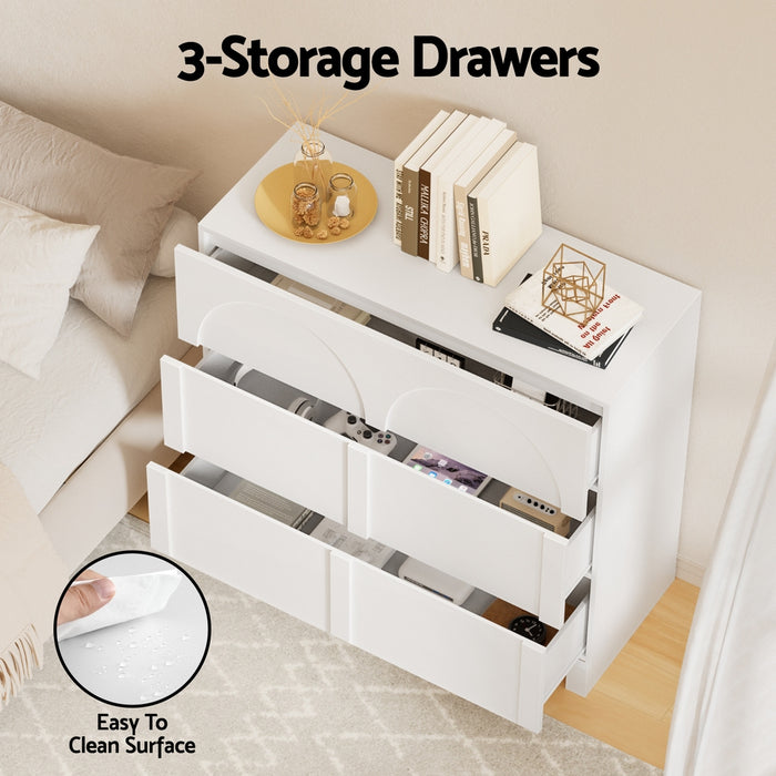 3 Chest Of Drawers Lowboy Dresser Cabinet White