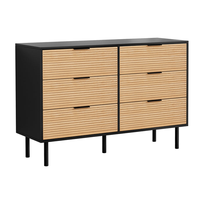 6 Chest Of Drawers Dresser Table Black & Pine