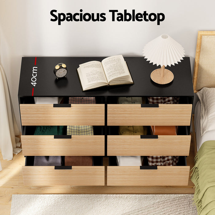 6 Chest Of Drawers Dresser Table Black & Pine