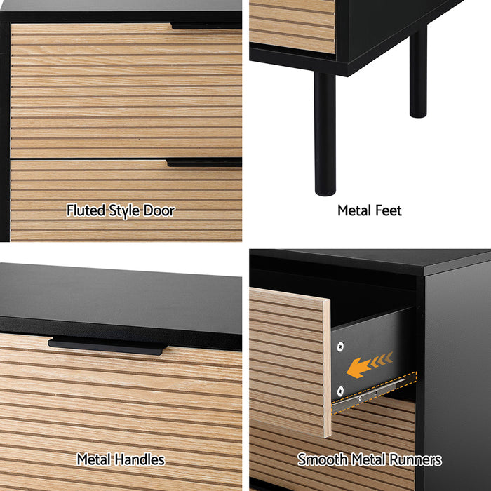 6 Chest Of Drawers Dresser Table Black & Pine