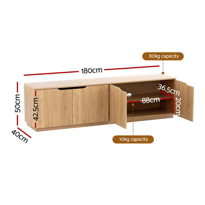 Tv Unit Entertainment Unit Storage Cabinet 180cm Pine