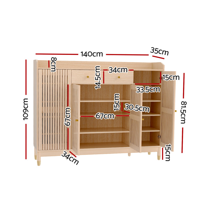 Shoe Rack Cabinet With Shelves 26 Pairs Pine