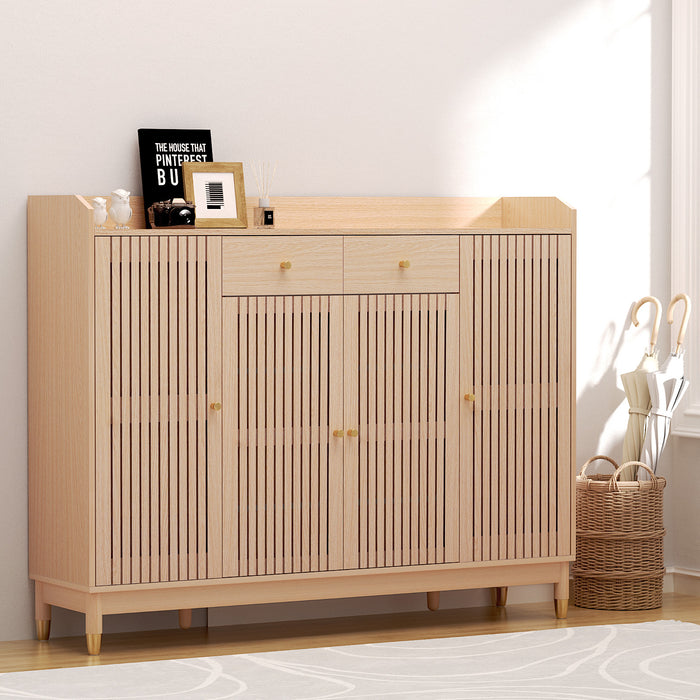 Shoe Rack Cabinet With Shelves 26 Pairs Pine