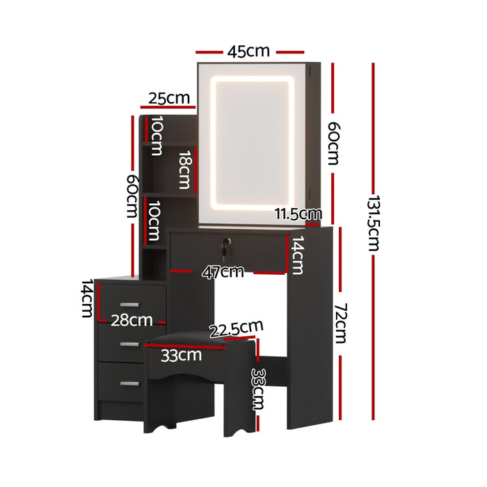 Dressing Table Vanity Desk Set Stool Led Black