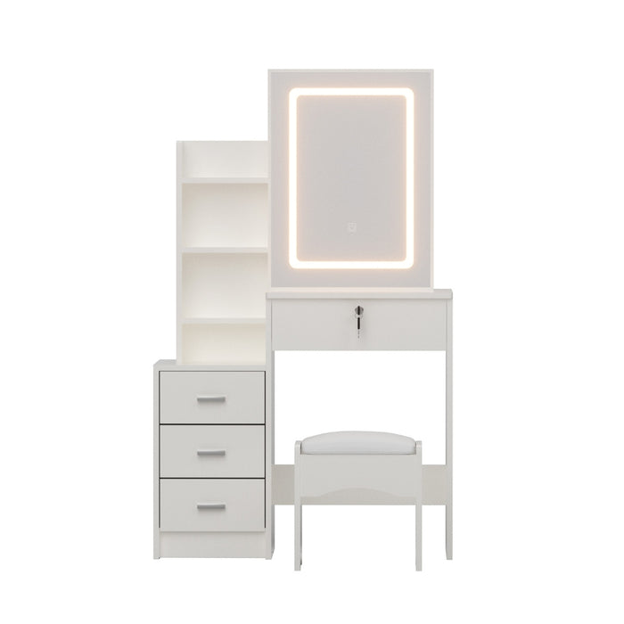 Dressing Table Vanity Desk Set Stool Led White
