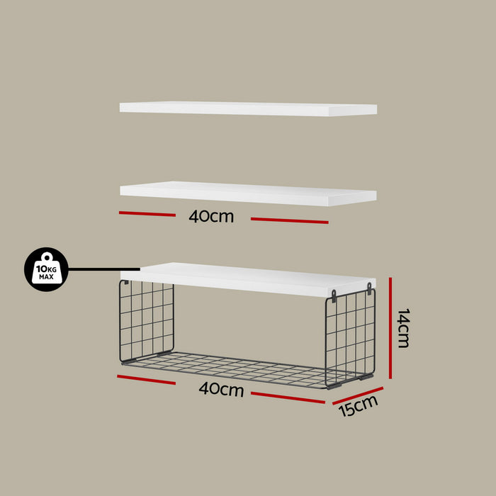 Floating Wall Shelf Set Of 3 White