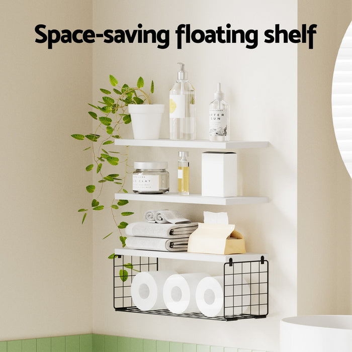 Floating Wall Shelf Set Of 3 White